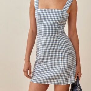 Sold Reformation Brigitte blue Linen Dress